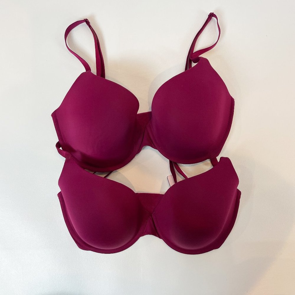 NWOT Victoria's Secret Bra T-Shirt Lightly Lined Demi Red 32DDD Set of 2